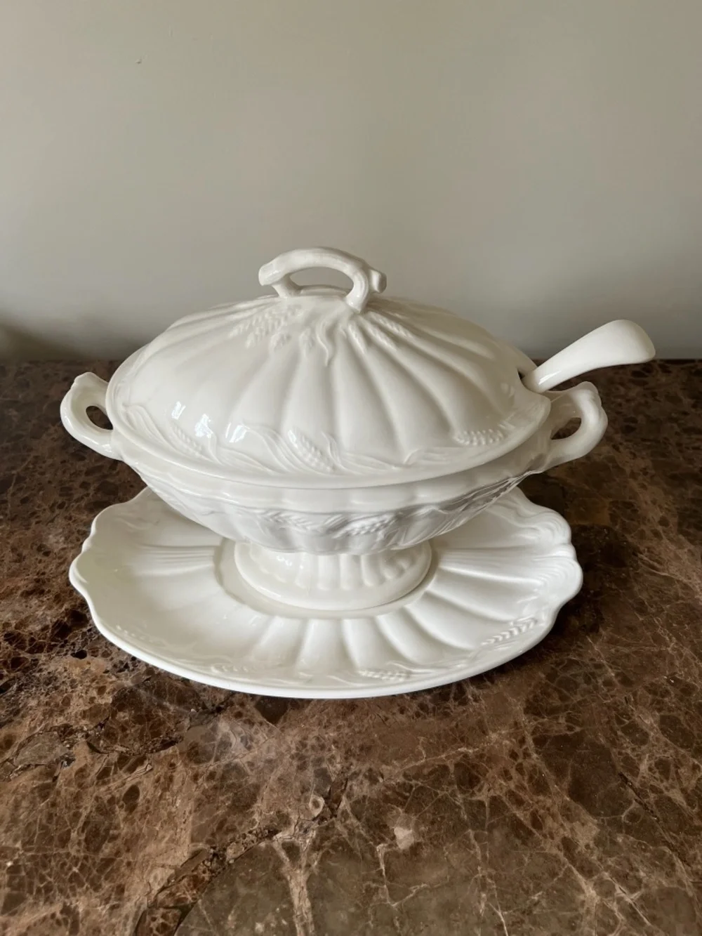 Antique Royal Staffordshire Ivory Ironstone Full Size Soup Tureen 4 Piece Set
